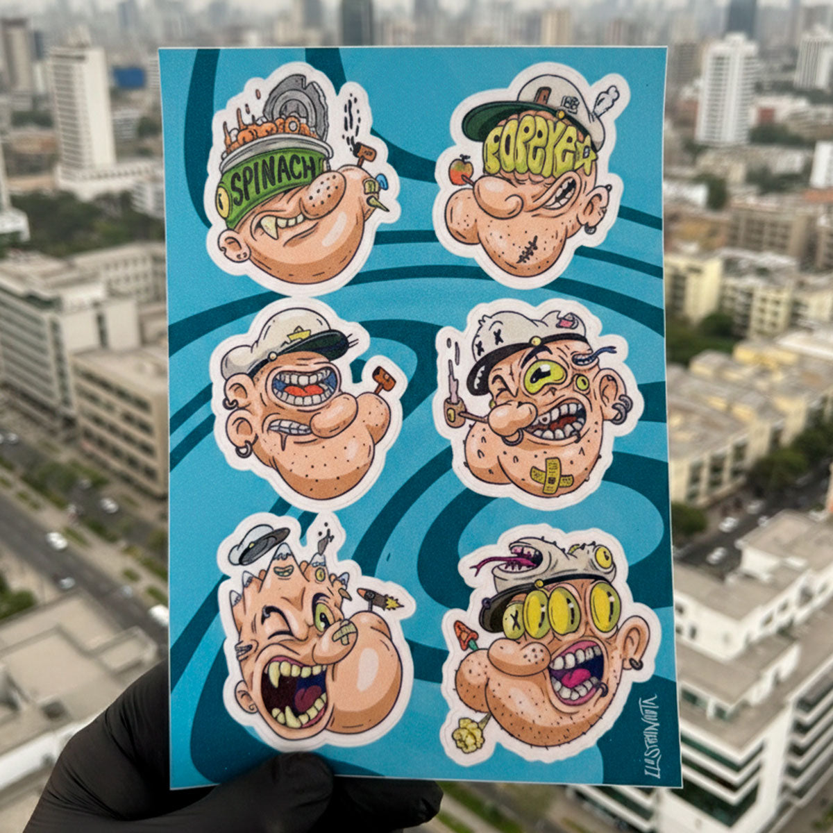 Stickers Capitán Espinaca (Trippy Cartoon)
